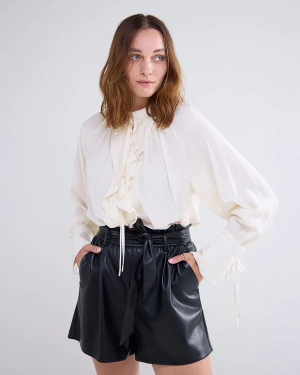 Blouse Met Franjes En Opstaande Kraag>Summum Discount