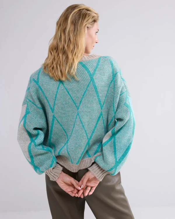 Boxy Argyle Sweater>Summum Discount