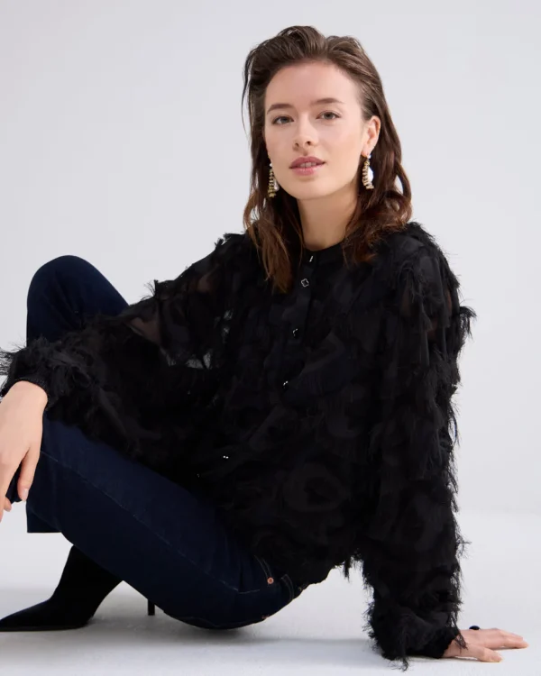 Fluffy Blouse Met Franjes>Summum Fashion
