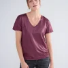 Glanzende Basic V-hals Top>Summum Sale