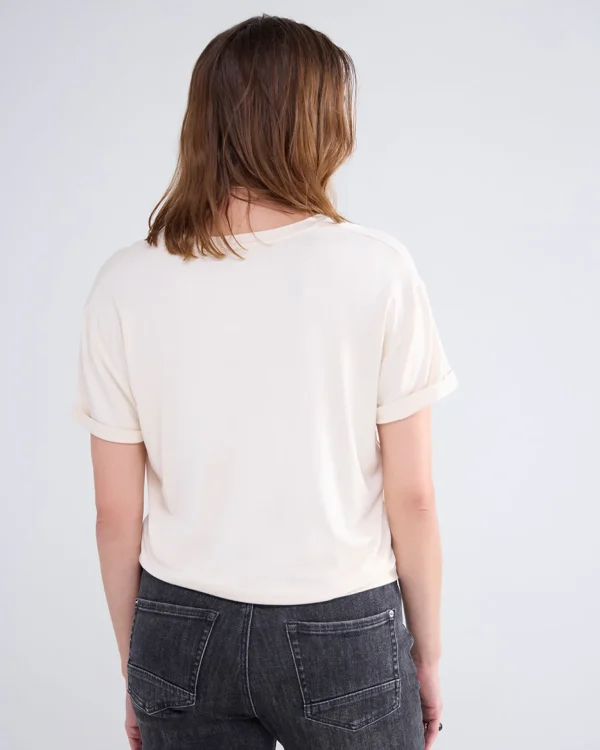 Glanzende Basic V-hals Top>Summum Store