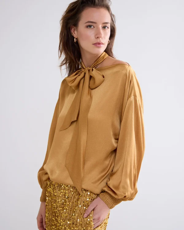 Glanzende Top Met Strik>Summum Clearance