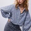 Metallic Bloemen Blouse>Summum Hot