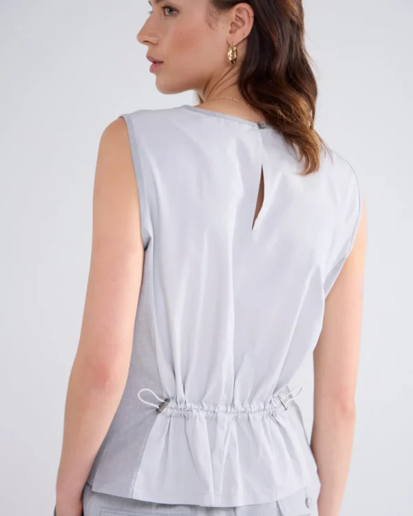 Mouwloze Top Met Taft Achterkant>Summum Fashion
