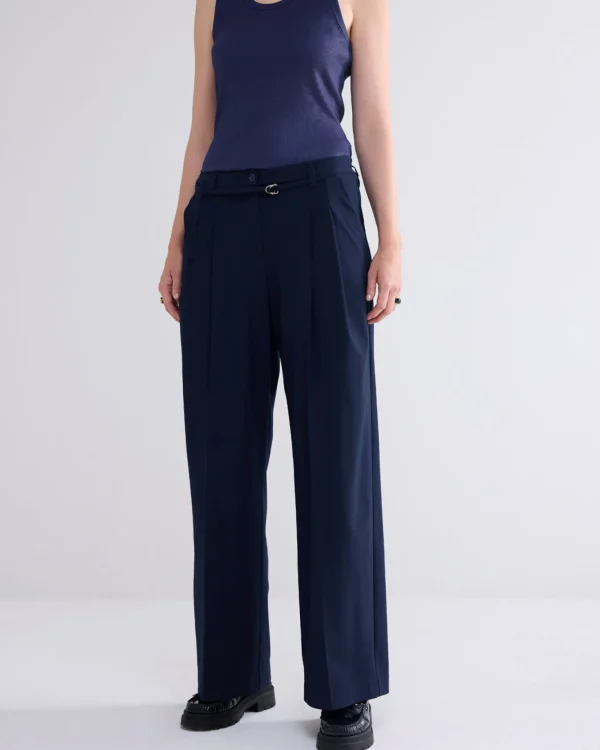 Wijde Broek Met Plooien En Riem>Summum Cheap